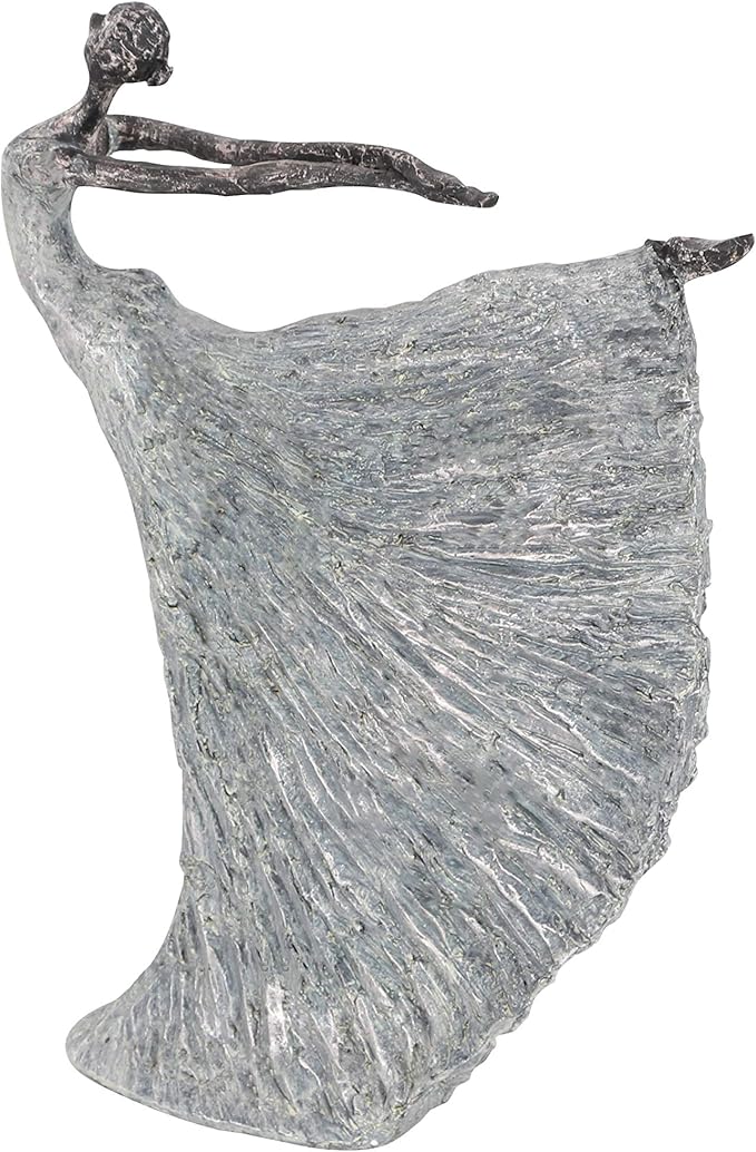 Deco 79 Polystone Dancer Decorative Sculpture Home Decor Statue, Accent Figurine 12" x 3" x 16", Gray-Ruum Studio Home