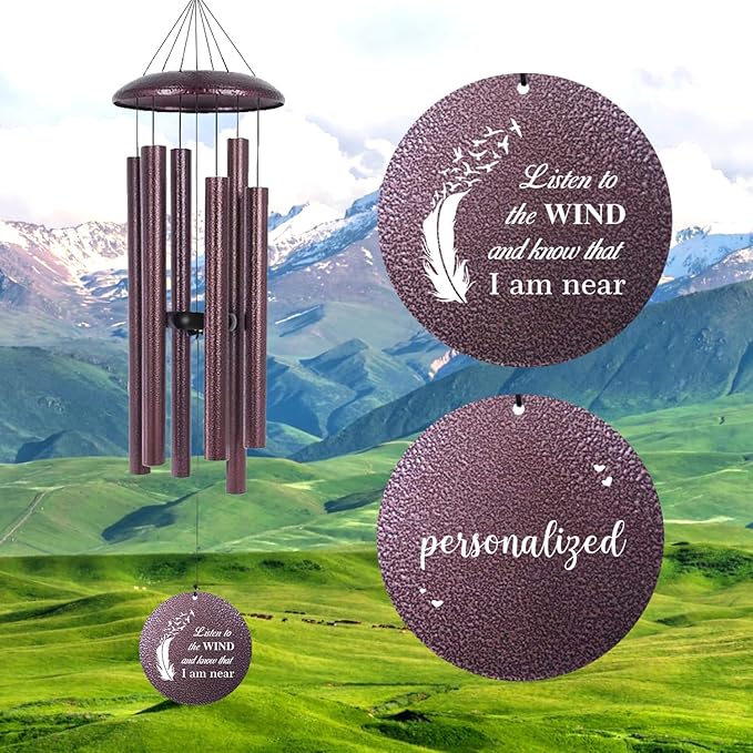 ASTARIN 36" Large Deep Tone Personalized Sympathy Wind Chimes, Memorial Wind Chime for Loss of Mother Father Loved One, Angel's Feather Bereavement Gifts Decor Outdoor Patio Garden(Produced in USA)-Ruum Studio Home