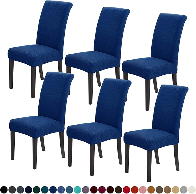 Joccun Chair Covers for Dining Room Set of 6, Dining Chair Slipcovers Stretch Dining Room Chair Covers Seat Protector,Washable Parsons Chair Cover for Home,Banquet(Classic Blue,6 Pack)-Ruum Studio Home