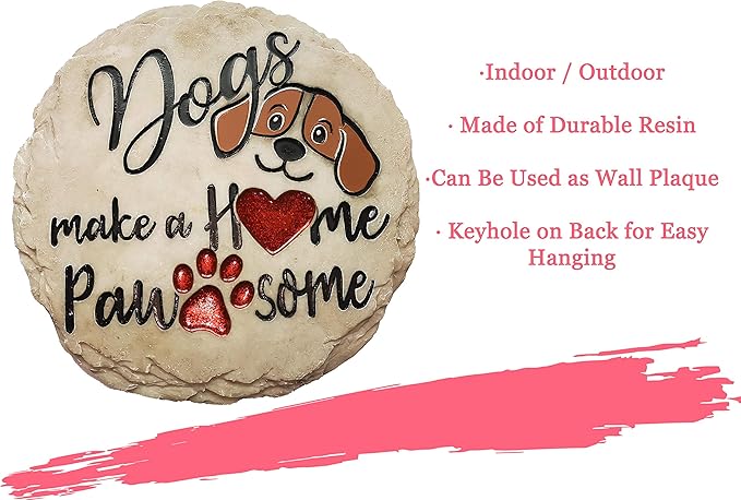 Spoontiques - Garden Décor - Dogs Make a Home Pawsome Stepping Stone - Decorative Stone for Garden-Ruum Studio Home