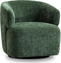 Swivel Accent Chair, Chenille Barrel Chair for Living Room, Cozy Round Boucle Arm Chair, Metal Base for Club Nursery Bedroom, Green-Ruum Studio Home