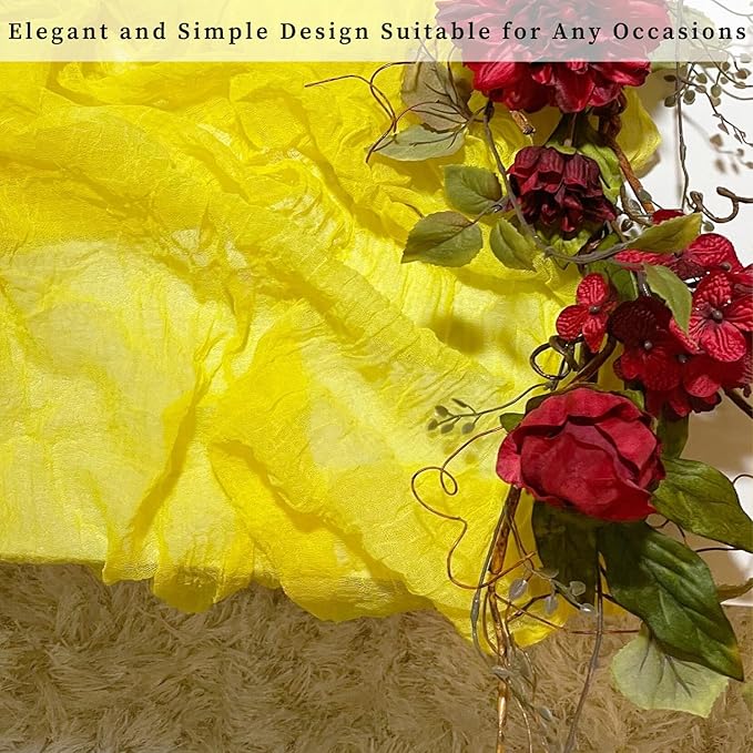 12 Pack Yellow Cheesecloth Table Runner 20 x 120 Inch Long Rustic Gauze Cheese Cloth Table Runner for Wedding 10FT Bridal Baby Shower Table Decorations Boho Fabric Sheer Birthday Party Table Decor-Ruum Studio Home