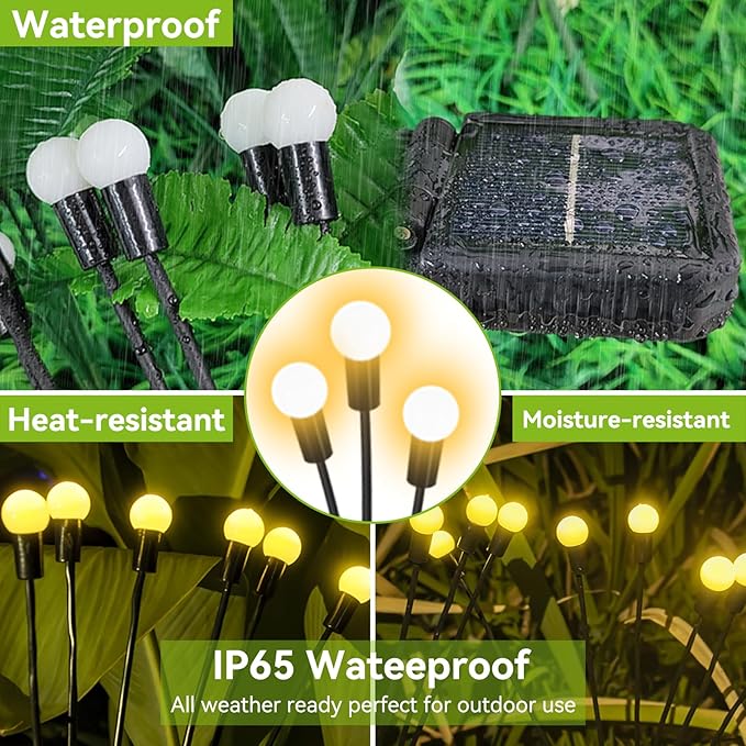 Solar Garden Lights Outdoor Waterproof, 2 Pack 16 LED Swaying Light Firefly Light Outdoor Decor Lights for Garden Gifts for Pathway Party Christmas Decoration, Warm White-Ruum Studio Home