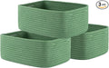 Small Woven Basket, 13.5 x 9.5 x 5 Inches, Storage Basket for Organizing, Cute Small Rope Shelf Closet Cube Storage Bins Baskets for Shelves, Dog Toy Gift Baskets Empty, 3 Pack, Green-Ruum Studio Home