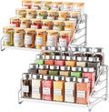 RCHYFEED 4 Tier Spice Rack Organizer, Spice Organization for Cabinet,Pantry, Countertop,Tiered Spice Rack Easy Visibility,Depth Expandable Seasoning Shelf for Kitchen Cabinet Organizer,Silver,2 PACK-Ruum Studio Home