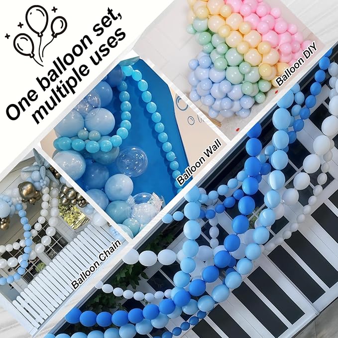 Light Blue Linking Balloons, 60PCS 6 Inch Small Baby Blue Quick Link Balloons for Making Balloon Wall Heart Arch, Tails Balloon for Wedding Birthday Baby Shower Engagement Graduation Party Decorations-Ruum Studio Home
