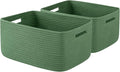 OIAHOMY Storage Basket for Shelves, Closet Cube Storage Bins Baskets for Clothes Blanket Towels, Baby Nursery, Toy Baskets Box, Woven Rope Basket, 17.72*12.99*7.87 IN, 2 Packs Olive Green-Ruum Studio Home