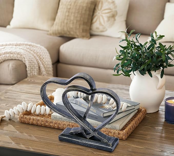 Heart Sculpture for Living Room Decor Heart Decoration Gift for Her and Him Love Wedding Anniversary Couples Gift Modern Heart Statue for Home Coffee Table Dining Table Centerpiece Birthday Gift-Ruum Studio Home