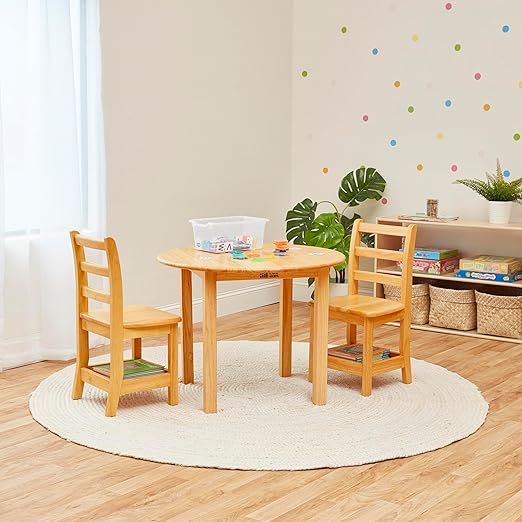 ECR4Kids Three Rung Ladderback Chair with Storage, 12in Seat Height, Classroom Seating, Honey, 2-Pack-Ruum Studio Home