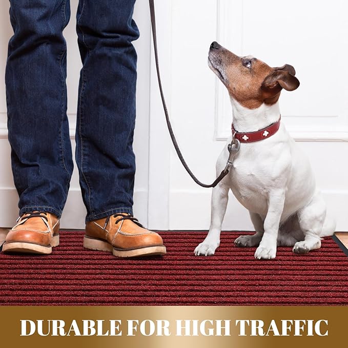 Yimobra Front Door Mat Outdoor Indoor Entrance, 100% Waterproof All-Season All Weather Doormat, Welcome Matt Outside Entry, Non Slip, Low Profile, Heavy Duty Patio Porch Floor Mats,47 x 32,Black Red-Ruum Studio Home