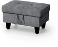 Ottoman Rectangular Storage Ottoman Bench, Flannel Footrest Stool Footstool with Lid for Living Room, Bedroom, Entryway, Dark Gray, 28.5"x19"x17.5"-Ruum Studio Home