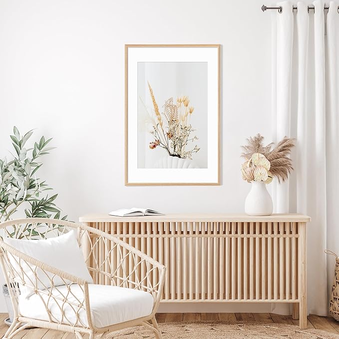 20x30 Poster Frame Natural Solid Oak Photo Frames with 16x24 Removable Mat Wall Hanging Large Handcrafted Frame with HD Plexiglass Wall and Tabletop Display Large Picture Frame-Ruum Studio Home