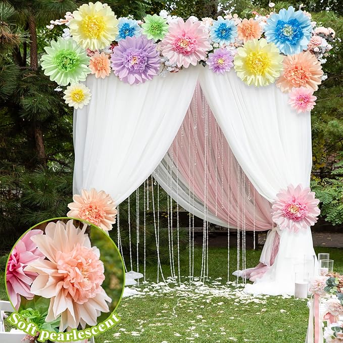 Homarkable Pastel Paper Flowers,12 Pcs Crepe Paper Flowers Decorations,6 in,10 in Flower for Wedding Party Baby Bridal Shower Carnival Party Nursery Wall Decor-Ruum Studio Home