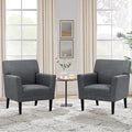 COLAMY Accent Chair Set of 2 for Living Room, Modern Upholstered Fabric Accent Armchair with Back, Soft Single Sofa Chair with Arms for Bedroom/Office/Reception Room, Dark Grey-Ruum Studio Home