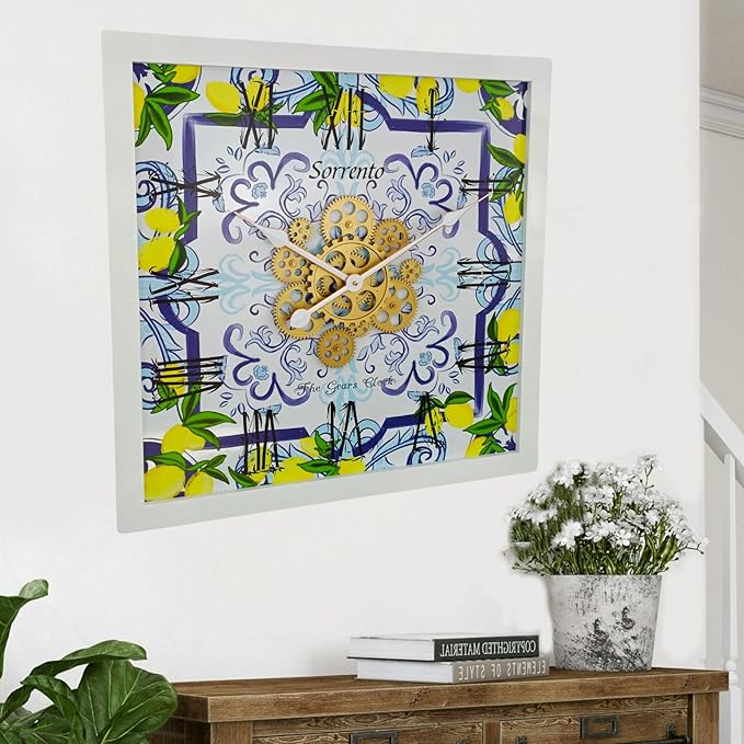 The Gears Clock Wall Clock Italy Collection with Moving Gears (Sorrento, 24 inches (60 cm))-Ruum Studio Home