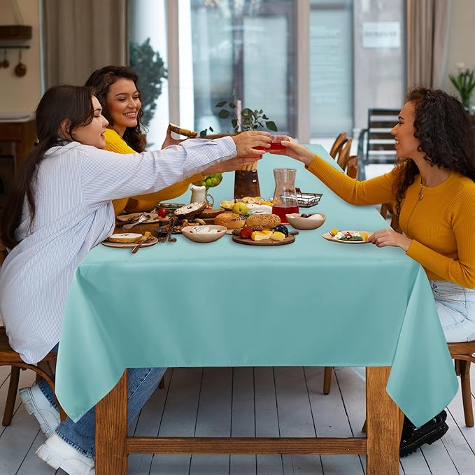 sancua Rectangle Tablecloth - 60 x 84 Inch - Stain and Wrinkle Resistant Washable Spring Table Cloth, Decorative Fabric Table Cover for Dining Tables, Buffet Parties and Camping, Turquoise-Ruum Studio Home