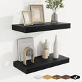fuqing Floating Shelves for Wall, Bathroom Shelf Wall Mounted for Storage, Shelves with Invisible Bracket for Bedroom, Kitchen, Living Room, Farmhouse Small Book Shelf, 16 Inch Set of 2, Black-Ruum Studio Home