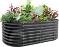 Land Guard 24“ Tall Galvanized Raised Garden Bed Kit, Galvanized Planter Garden Boxes Outdoor, Oval Large Metal Raised Garden Bed for Vegetables (Dark Gray, 4×2×2ft)-Ruum Studio Home