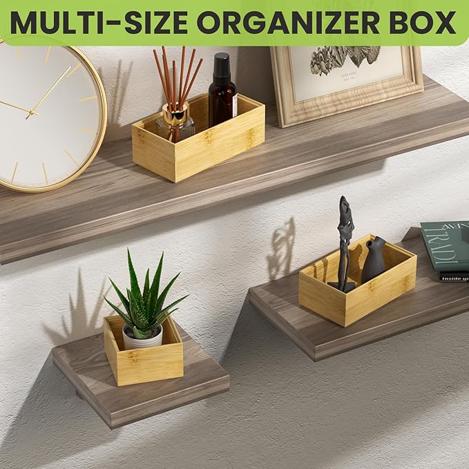 Bamboo Drawer Organizer Set, 5 PCS Multi-use Varied Sizes Junk Drawer Organizer Kitchen Storage Box for Office, Home, Bedroom, Bathroom, Bamboo-Ruum Studio Home