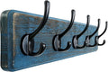 Dseap Coat Rack Wall: Patented, Heavy-Duty, 5-Double-Hooks Wooden Wall Mounted Coat Rack Coat Hanger Hook Rail for Winter Coats Hat Jacket Clothing, Weathered Blue-Ruum Studio Home