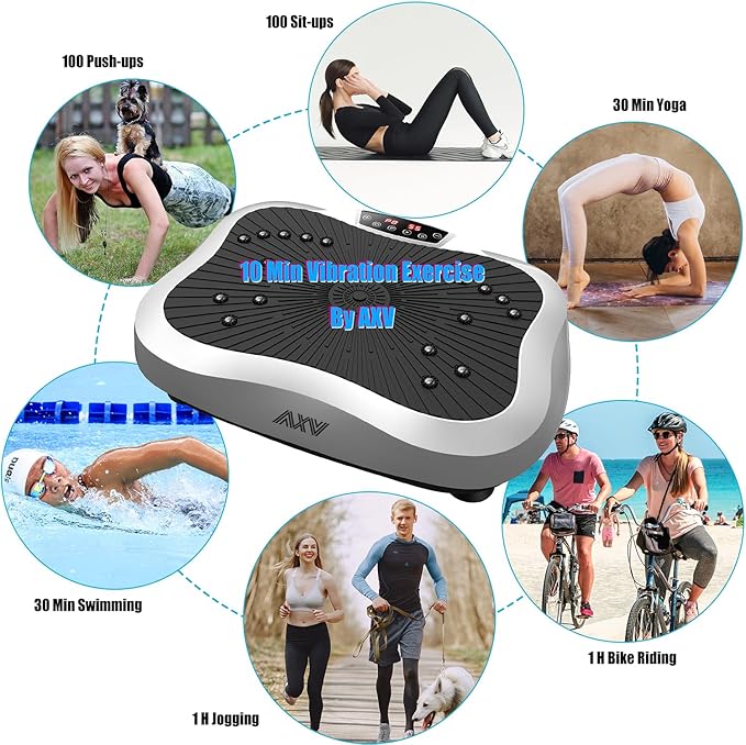 AXV Vibration Plate Exercise Machine Whole Body Workout Vibrate Fitness Platform Lymphatic Drainage Machine for Weight Loss Shaping Toning Wellness Home Gyms Workout-Ruum Studio Home