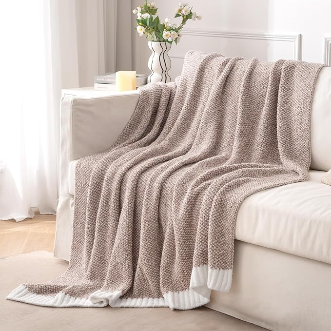 MIULEE Taupe Super Soft Throw Blanket for Couch, Cozy Fluffy Warm Throws Knit Blankets for Sofa, Bed, Chair, Living Room, Camping, Picnic, 50 x 60 inch-Ruum Studio Home