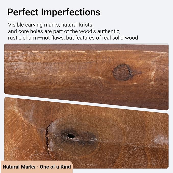 Athaliah Wooden Dough Bowl, Hand Carved Rustic Long Wood Dough Bowls for Decor, Vintage Large Wooden Bread Bowl for Table Centerpiece Dining Room Home Kitchen Decor Candles (40 Inch-Brown)-Ruum Studio Home