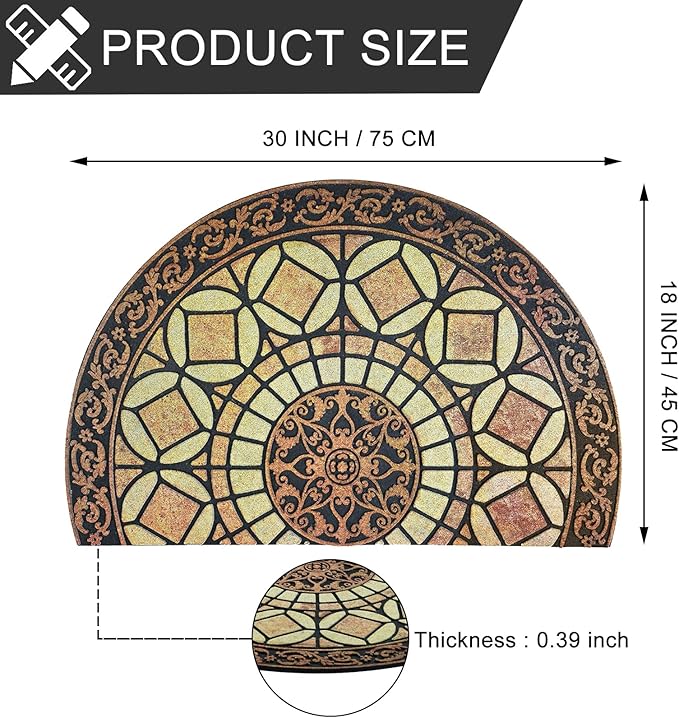 CHICHIC Entrance Door Mat Large 18 x 30 Inch Entry Way Doormat Front Door Rugs Outdoors Heavy Duty Welcome Mat Non Slip Rubber Back Low Profile for Garage, Patio, High Traffic Area, Semicircle-Ruum Studio Home