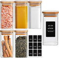ComSaf 6Pcs 10 oz Large Spice Jars with Label Trial Set, Glass Spice Jars with Bamboo Lids Supplementary Set, Seasoning Container Trial Pack, Perfect for Ktichen Starter-Ruum Studio Home