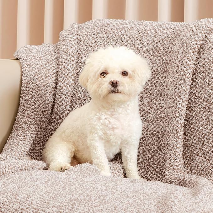 Snuggle Sac Taupe Blankets Twin Size, Reversible Super Soft Bed Blanket Warm Cozy Knit Fuzzy Plush Lightweight Blankets for Bed, Sofa, Living Room, Hotel, Heather Taupe, 60x80 inches-Ruum Studio Home