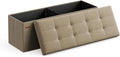 SONGMICS MAZIE Collection - 43 Inches Folding Storage Ottoman Bench, Ottoman Foot Rest, End of Bed Bench, Storage Chest, Load 660 lb, for Living Room, Bedroom, Entryway, Camel Brown ULSF077R01-Ruum Studio Home
