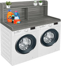 Royxen 2-Tier Washer Dryer Countertop,19.5"H Wood Washer and Dryer Topper with Shelf,Laundry Countertop Over Washer and Dryer, Universal Fit for Laundry Room Organization (Eucalyptus, 54"W X 27.5"D)-Ruum Studio Home