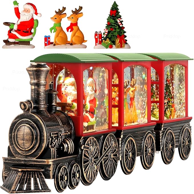 Christmas Snow Globe Train Santa Claus Reindeer Gifts Tree Classic Relief Texture Battery Powered LED Glitter Christmas Decorations Indoor-Ruum Studio Home