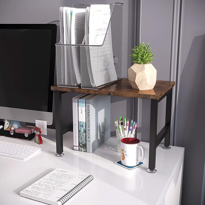 OROPY Vintage Printer Stand Holder - Multi-Purpose Desktop Shelf Storage Organizer for Printers, Fax Machine, Scanner, Office Supplies with Adjustable Anti-Skid Feet-Ruum Studio Home
