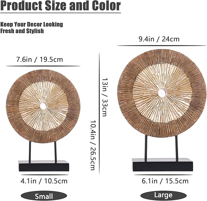 XMGZQ Wood Color Minimalist Round Statue Above Cabinet Decor Kitchen,Modern Decorative Sculpture Home Decorations for Living Room Coffee Table,Shelf Decor Items,Center Pieces Decoration for Table-Ruum Studio Home