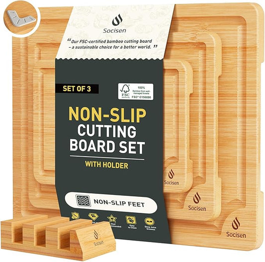 Bamboo Cutting Board Set Non Slip Feet with Holder Over Sink Kitchen Gadgets Seller 2025 First Apartment Must Haves Things Stuff Accessories House Warming Decor Housewarming Hostess Host Gifts-Ruum Studio Home