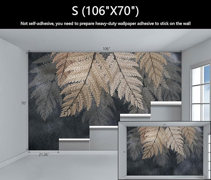 WFBHUA-Vintage Botanical Leaf Wallpaper Mural Dark Plant Leaves Wall Murals Decor for Living Room Bedroom(Not Peel and Stick)-Ruum Studio Home