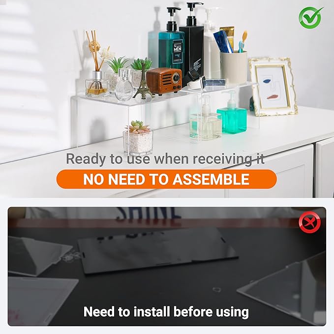 Acrylic Cabinet Organizer, Shelf Organizer, Set of 2 Spice Organization for Cabinet, Spice Rack, Stackable Kitchen Countertop Organizer | Cupboard, Pantry Shelves, and Storage Space Saver-Ruum Studio Home