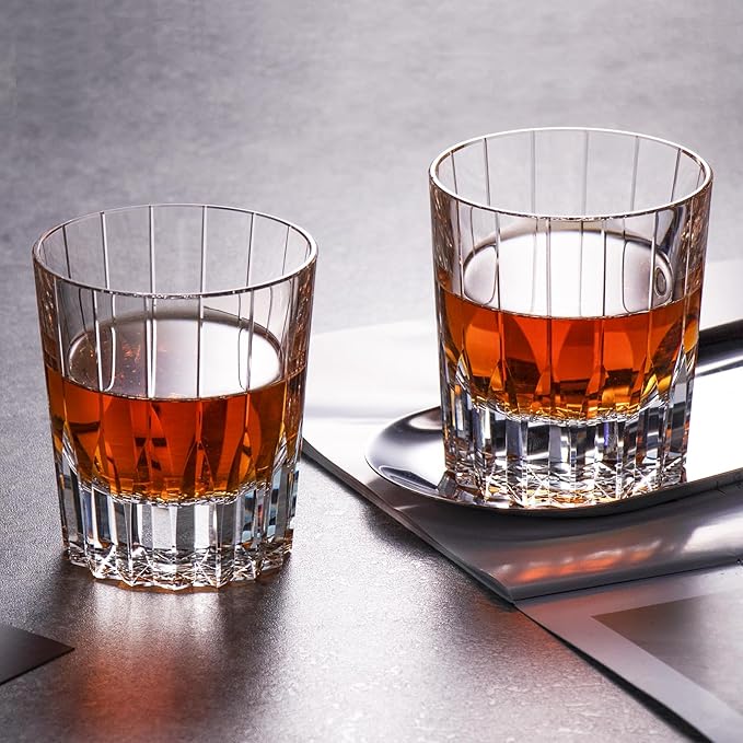 KAMMAK Crystal Whiskey Glasses Set of 2, Handcrafted 7.1oz Old Fashioned Glasses Stemless, Luxury Hand Blown Cocktail Glasses, Scotch Cup for Women, Men Gift for Bourbon Barware, Home Bar-Ruum Studio Home