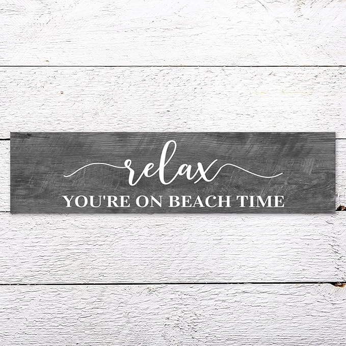 Generic Funny Wood Sign Relax You're On Beach Time Rustic Wooden Hanging Sign Home Farmhouse Kitchen Wall Decoration 16 x 4 Inch-Ruum Studio Home