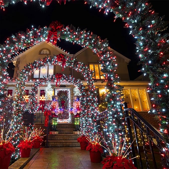 HOME LIGHTING 66ft Christmas Decorative Mini Lights, 200 LED Green Wire Fairy Starry String Lights Plug in, 8 Lighting Mode, for Indoor Outdoor Xmas Tree Wedding Party Garden Decoration (Red & White)-Ruum Studio Home