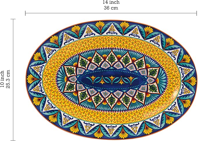 Bico Havana 16 plus 14 inch Oval Platters Set, Set of 2, Microwave and Dishwasher Safe, for Serving Fish, Chicken, Turkey-Ruum Studio Home