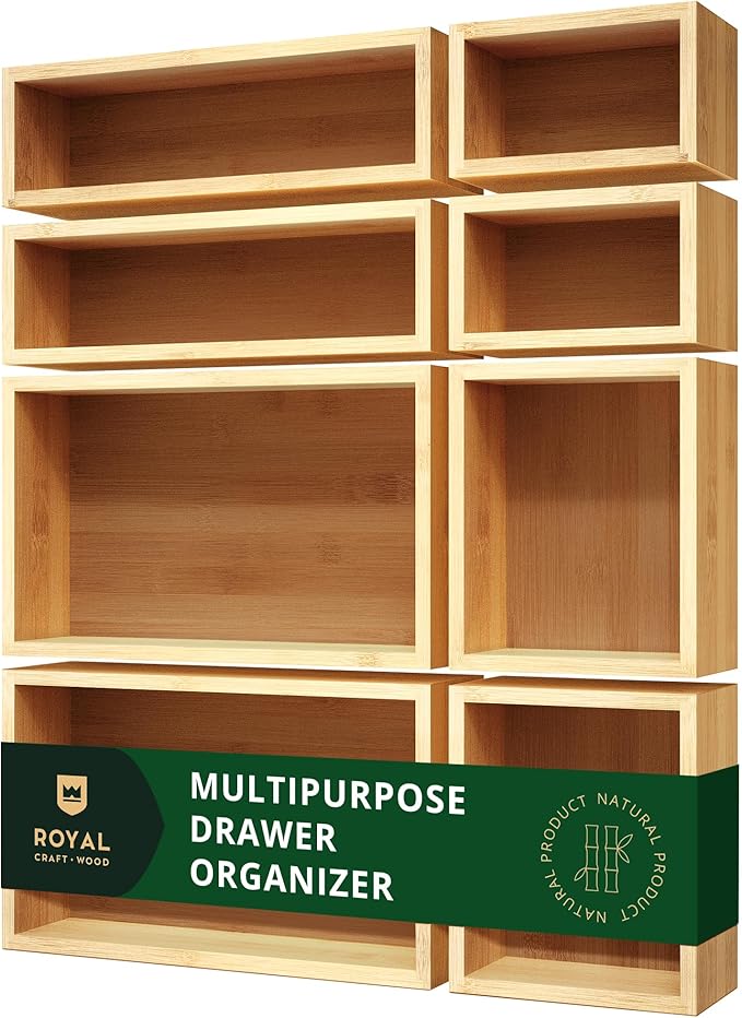 ROYAL CRAFT WOOD Bamboo Jewelry Organizer Box & Chests Set - Versatile Storage Solution for Makeup, Jewelry, and Bathroom Essentials (8 Boxes)-Ruum Studio Home