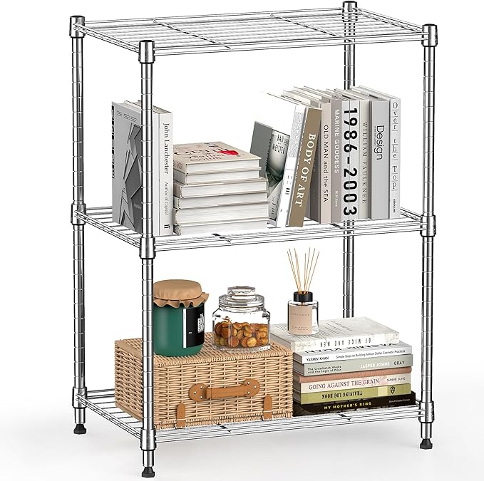 450 lbs Wire Storage Shelving 3-Tier Utility Shelving Unit Steel Organizer Wire Rack for Home,Kitchen,Office,Chrome(11.8" D x 17.7" W x 26.4" H)-Ruum Studio Home
