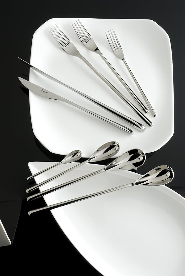 FORTESSA Dragonfly 18/10 Stainless Steel Flatware, 20 Piece Place Setting With Table Knives, Forks and Spoons (Service For 4), Dishwasher Safe, Polished-Ruum Studio Home