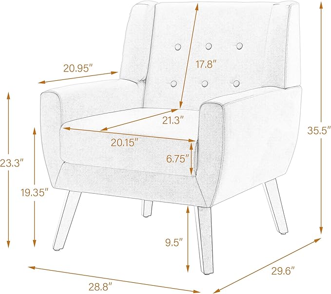 UIXE PU Leather Accent Chairs Set of 2, Modern Arm Club Chair Upholstered Armchair for Living Room, Comfy Single Sofa Seats Button Tufted Reading Seating, Cream-Ruum Studio Home