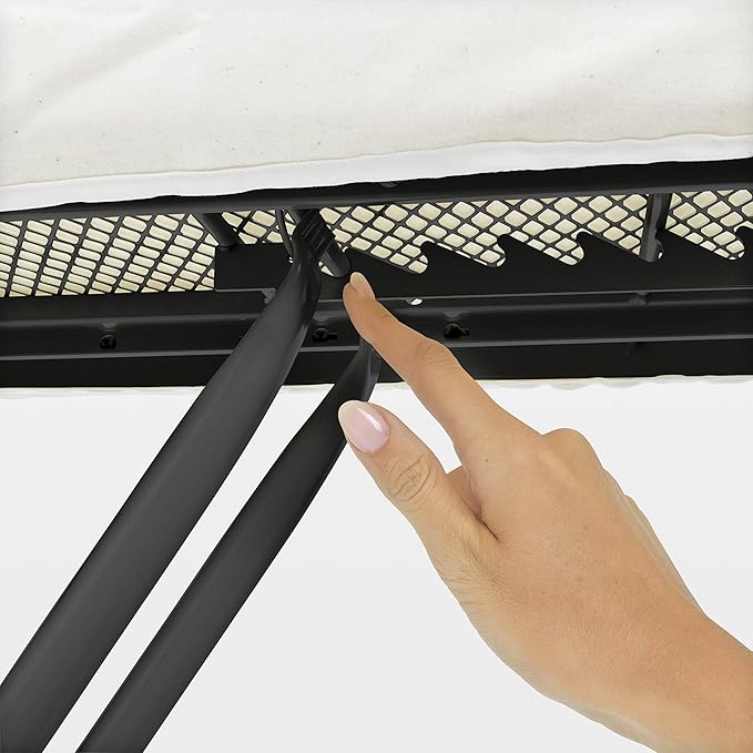 Brabantia Size B Ironing Board (49x15 in) 7 Height Options, Adjustable Steam Iron Rest Holder (Denim Black) Non-Slip Feet, Anti-Collapse Child Locks-Ruum Studio Home