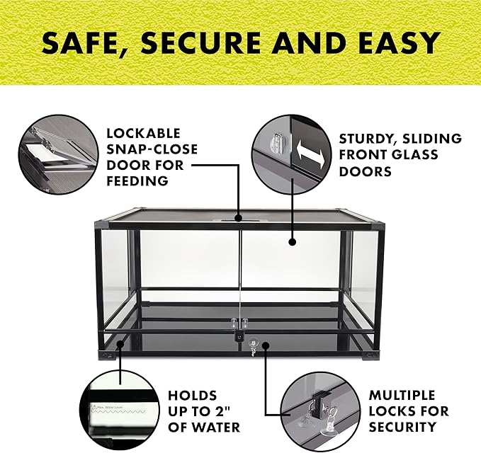 Zilla QuickBuild Reptile 40 Gallon Glass Terrarium Habitat with Swing Door For Geckos, Snakes, Lizards, Frogs, Turtles, and Tortoises, 36" x 18" x 18"-Ruum Studio Home