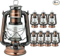 YAKii LED Vintage Lantern Metal Hanging Hurricane 12 LED Dimmer Switch Warm White Battery Operated Lantern Power Outage Indoor Camping Lighting Outdoor Brooklyn Decoration(Copper Pack of 8)-Ruum Studio Home