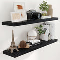 Fun Memories Floating Shelves 48 Inch Set of 2, Black 48 x 9 Wall Shelves for Home Decor Storage, Rustic Wood Floating Shelf for Wall, 9 Inch Deep Shelving for Bathroom, Living Room, Kitchen-Ruum Studio Home
